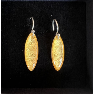 Ohrhänger Calati länglich klein  - Blattgold glänzend - 925 Silber
