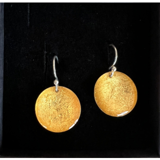 Ohrhänger Calati rund groß  - Blattgold glänzend - 925 Silber