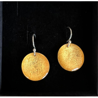 Ohrhänger Calati rund groß  - Blattgold glänzend - 925 Silber