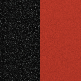 Leder 12 mm für Ring - Black Glitter / Red