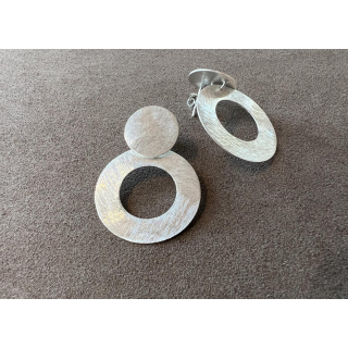 Ohrhänger 2 Kreise mit Loch 925 silber 30 mm
