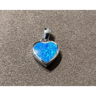 Anhänger blauer Opal-- Doublette - Herz - 925 Silber