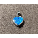 Anhänger blauer Opal-- Doublette - Herz - 925 Silber