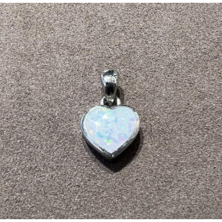 Anhänger weißer Opal-- Doublette - Herz - 925 Silber