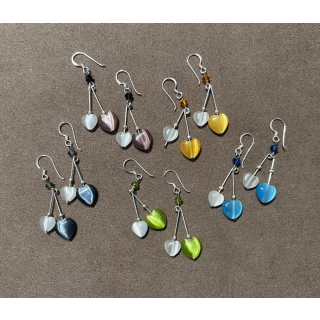 Ohrhänger Naturstein und Glas bunt - diverse Farben