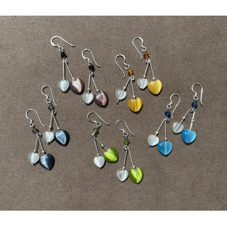 Ohrhänger Naturstein und Glas bunt - diverse Farben