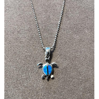 Anhänger blauer Opal-- Doublette - Schildkröte klein mit Strich - 925 Silber