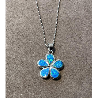 Anhänger blauer Opal-- Doublette - Blume - 925 Silber