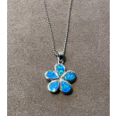 Anhänger blauer Opal-- Doublette - Blume - 925 Silber