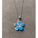 Anhänger blauer Opal-- Doublette - Blume - 925 Silber