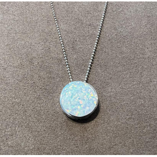 Anhänger weißer Opal-- Doublette - Kreis mit Rand - 925 Silber
