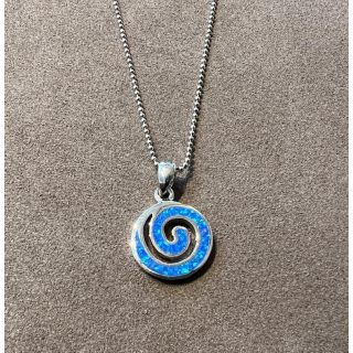 Anhänger blauer Opal-- Doublette - rund Spirale - 925 Silber