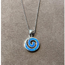 Anhänger blauer Opal-- Doublette - rund Spirale -...