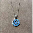 Anhänger blauer Opal-- Doublette - rund Spirale -...