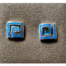 Ohrstecker blauer Opal - Doublette- quadratisch Spirale -...