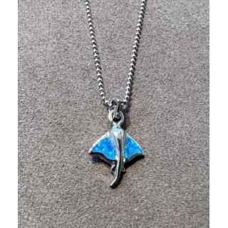 Anhänger blauer Opal-- Doublette - Rochen klein - 925 Silber