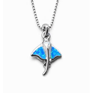 Anhänger blauer Opal-- Doublette - Rochen klein - 925 Silber