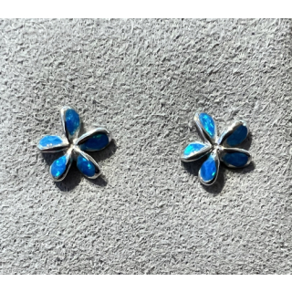Ohrstecker blauer Opal - Doublette- Blume klein - 925 Silber
