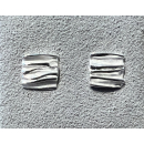 Ohrstecker Silber quadratisch klein mit Riffelmuster