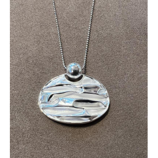 Anhänger Silber oval weiß sandgestrahlt