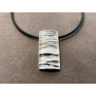 Anhänger Silber rechteckig groß weiß sandgestrahlt