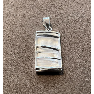 Anhänger Silber rechteckig klein weiß sandgestrahlt