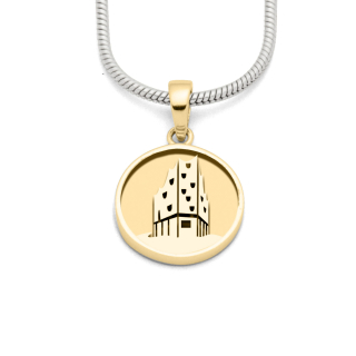 Anhänger rund sandlos "Hamburg Elphi" vergoldet