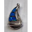 Anhänger blauer Opal-- Doublette - Segelboot - 925...