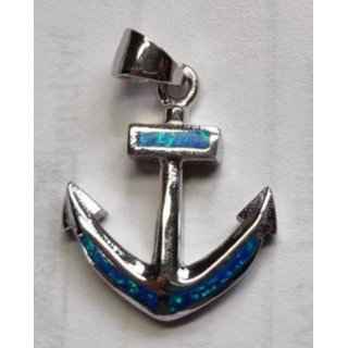 Anhänger blauer Opal-- Doublette - Anker dünn - 925 Silber
