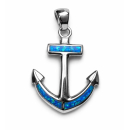 Anhänger blauer Opal-- Doublette - Anker dünn -...