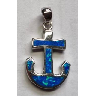 Anhänger blauer Opal-- Doublette - Anker dick - 925 Silber