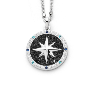 "Kompassrose 2.0" Zirk./Lavas. rhod.Silb. 925