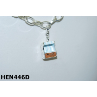 Anhänger Strandkorb hellblau / türkis mit Karabiner - 925 Silber