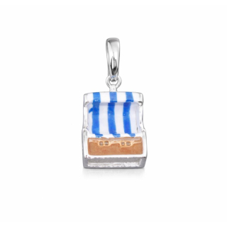 Charm / Anhänger Strandkorb dunkelblau mit Karabiner - 925 Silber