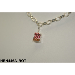 Anhänger Strandkorb rot mit Karabiner - 925 Silber