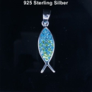 Anhänger Fisch SWA hellblau - 925 Silber 8 nicht...