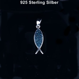 Anhänger Fisch montanablau - 925 Silber