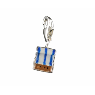 Charm / Anhänger Mini- Strandkorb dunkelblau mit Karabiner - 925 Silber