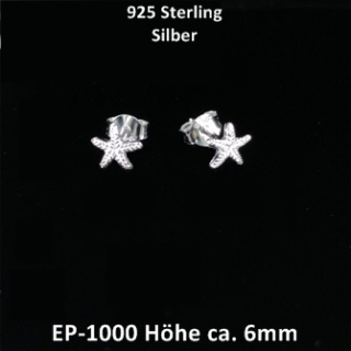 Ohrstecker Seestern silber glänzend - 925 Silber
