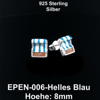 Ohrstecker Mini- Strandkorb 8 mm hellblau / türkis - 925 Silber