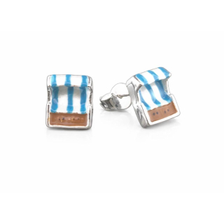 Ohrstecker Mini- Strandkorb 8 mm hellblau / türkis - 925 Silber