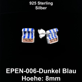 Ohrstecker Mini- Strandkorb 8 mm dunkelblau - 925 Silber