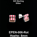 Ohrstecker Mini- Strandkorb 8 mm rot - 925 Silber