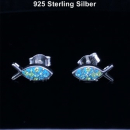 Ohrstecker Fisch SWA hellblau - 925 Silber