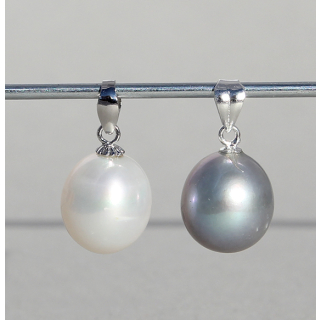 SWZ-Perlen Anhänger, Tropfenform, 10-12mm  grau oder weiß