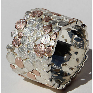 Silberring "Up and Down" 16 mm bicolour rosé  Größe 58