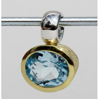 Anhänger oval, 925 Silber vergoldet, Topas
