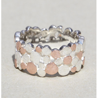 Silberring "Up and Down" 10 mm bicolour rosé  Größe 58