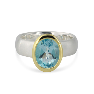 Silberring vergoldet mit Topas oval 12 x 9,5 mm  Größe 58