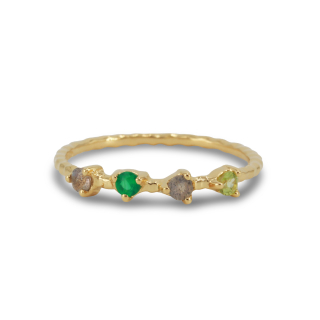 Silberring mit Labradorit/Ametyst/Granat, vergoldet  Größe 52